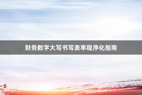 财务数字大写书写表率程序化指南